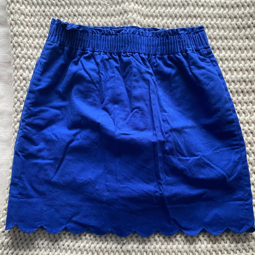 J Crew Scallop Hem Linen Blend Skirt